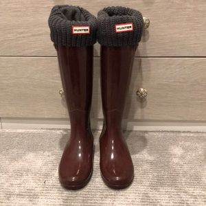 Hunter maroon rain boots - original refined